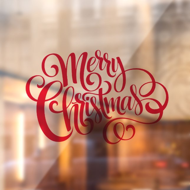 Elegant Red Script Typography Merry Christmas Window Cling (Sheet 2)