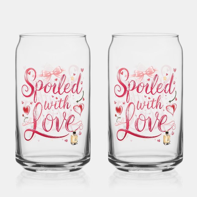 Elegant Red Script with Champagne Can Glass (Front)