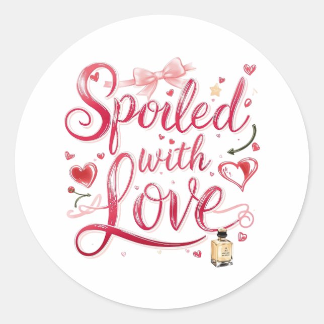 Elegant Red Script with Champagne Classic Round Sticker (Front)