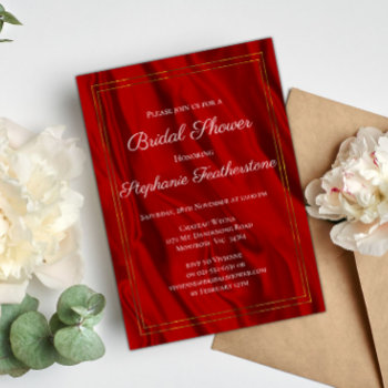 Elegant Red Silk Bridal Shower Invitation by GraphicAllusions at Zazzle