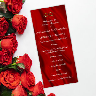 Elegant Red Silk Wedding Rings Program