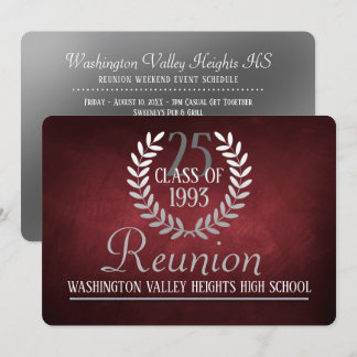 Elegant Red|Silver Class Reunion Invitation