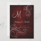 Elegant Red Silver Monogram Wedding Invitation