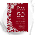 Elegant Red Silver Roses Surprise 50th Birthday Invitation<br><div class="desc">Red silver floral surprise 50th birthday party invitation. Elegant design featuring roses,  faux silver foil and typography script font. Trendy invite card perfect for a stylish female bday celebration. Can be customized to any age. Printed Zazzle invitations or instant download digital printable template.</div>