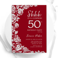 Elegant Red Silver Roses Surprise 50th Birthday