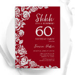 Elegant Red Silver Roses Surprise 60th Birthday Invitation<br><div class="desc">Red silver floral surprise 60th birthday party invitation. Elegant design featuring roses,  faux silver foil and typography script font. Trendy invite card perfect for a stylish female bday celebration. Can be customized to any age. Printed Zazzle invitations or instant download digital printable template.</div>