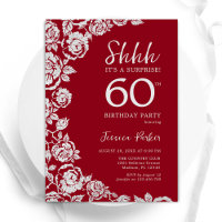 Elegant Red Silver Roses Surprise 60th Birthday