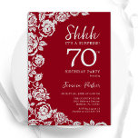 Elegant Red Silver Roses Surprise 70th Birthday Invitation<br><div class="desc">Red silver floral surprise 70th birthday party invitation. Elegant design featuring roses,  faux silver foil and typography script font. Trendy invite card perfect for a stylish female bday celebration. Can be customized to any age. Printed Zazzle invitations or instant download digital printable template.</div>