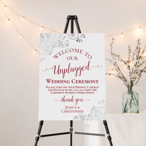 Elegant Red  Silver Unplugged Wedding Ceremony Foam Board
