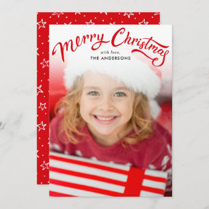 Elegant Red Simple Merry Christmas Photo Holiday Card