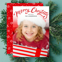 Elegant Red Simple Merry Christmas Photo