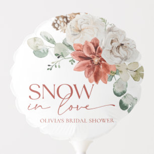 Elegant Red Snow in Love Winter Bridal Shower Balloon