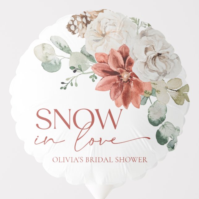 Elegant Red Snow in Love Winter Bridal Shower Balloon (Front)