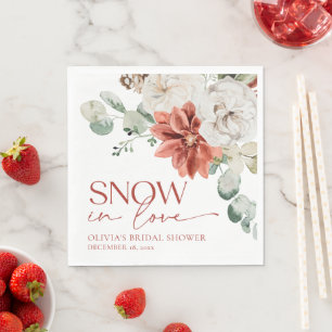 Elegant Red Snow in Love Winter Bridal Shower Napkins