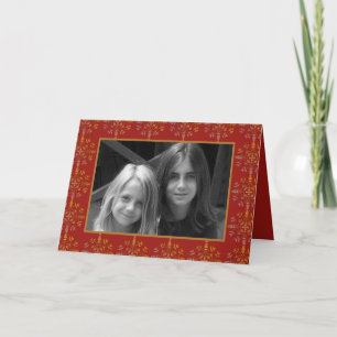 Elegant Red Snowflake Christmas Photo Card 1 Photo