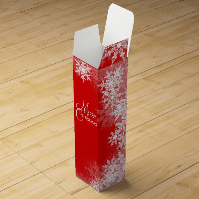 Elegant Red Snowflake Christmas Wine Box (Opened)