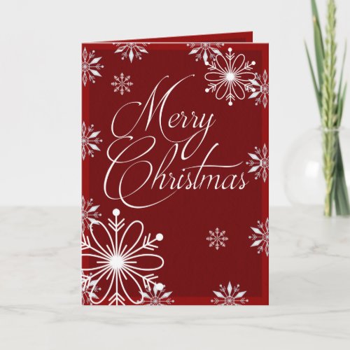 Elegant Red Snowflake Merry Christmas Holiday Card