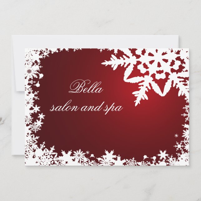 elegant red snowflakes  Business Thank You Cards (Front)