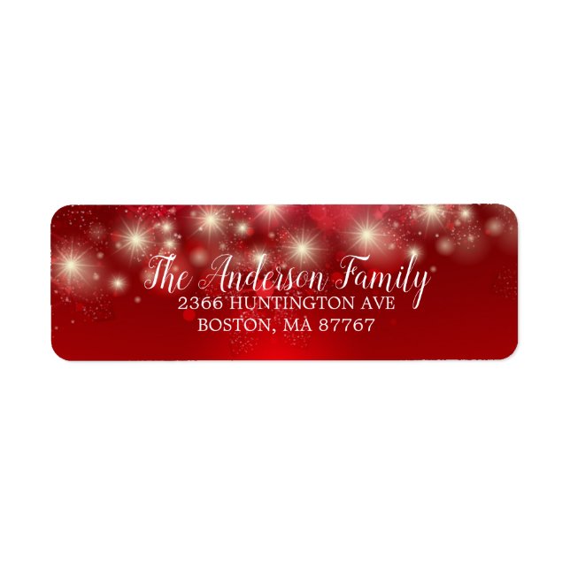 Elegant Red Snowflakes Christmas Address Label (Front)