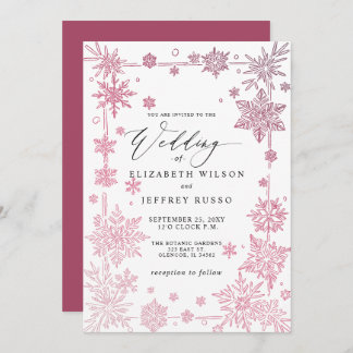 Elegant Red snowflakes Winter Wedding Invitation