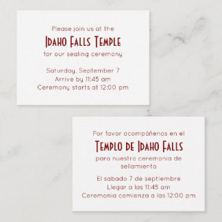 Elegant Red Spanish-English Temple Sealing Invite