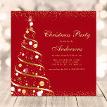 Elegant Red Sparkle Christmas Tree Party Invitation<br><div class="desc">Elegant Red Sparkle Christmas Tree Party Invitation. This design features an elegant winter design with a gold sparkle Christmas tree on a red holiday background. Perfect for a formal corporate company holiday party. Personalize this custom design with your own party details.</div>