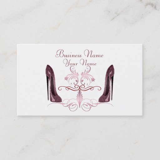 Customizable Elegant Red Stiletto Shoes Art Business Card