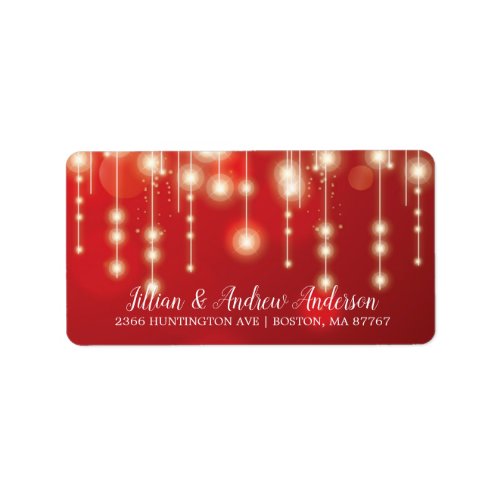 Elegant Red String Lights Return Address Label