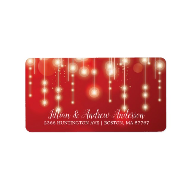Elegant Red String Lights Return Address Label (Front)