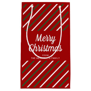 Elegant Red Stripes Christmas Small Gift Bag