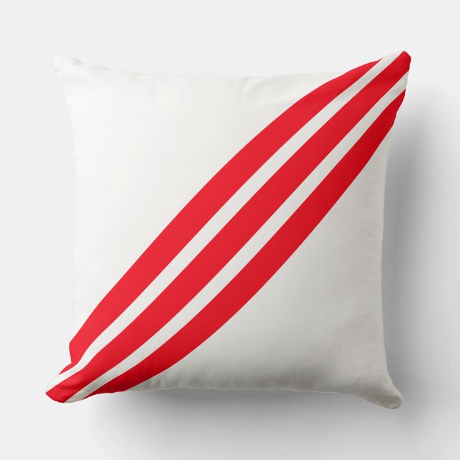 Elegant Red Stripes on White Throw Pillow (Front)
