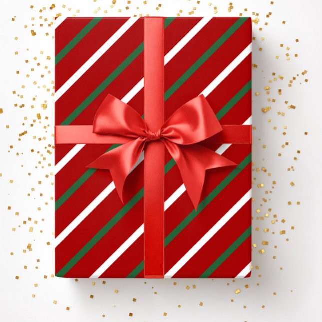 Elegant Red Stripes Pattern Christmas Wrapping Paper (Elegant Red Stripes Pattern Christmas Wrapping Paper)
