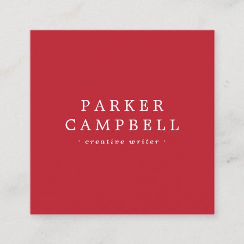 Elegant red stylish minimalist square business card