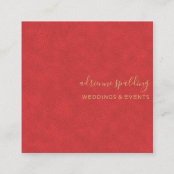Elegant Red Suede Leather Texture Professional Square Business Card by Fizzylogix at Zazzle
