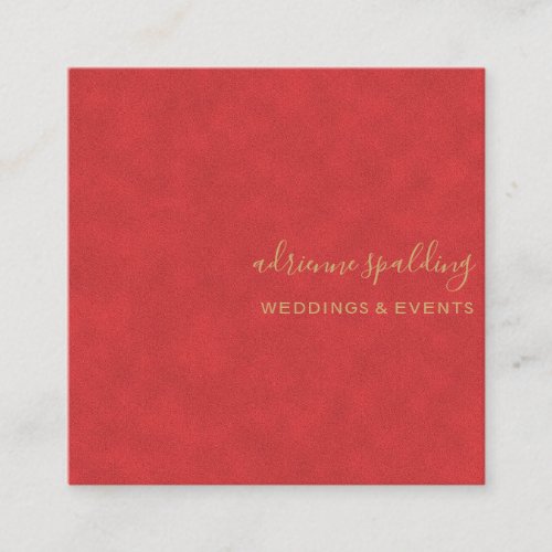 Elegant Red Suede Leather Texture Professional Square Business Card