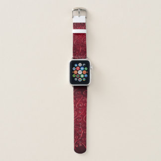 Elegant Red Swirl Pattern Apple Watch Band