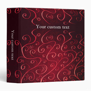 Elegant Red Swirl Pattern Custom Text Binder