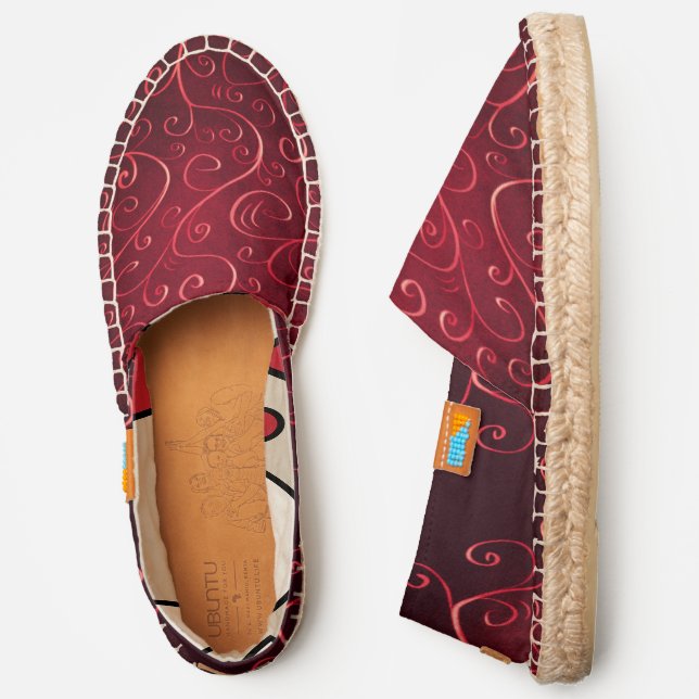 Elegant Red Swirl Pattern Espadrilles (Side)
