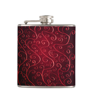 Elegant Red Swirl Pattern Flask