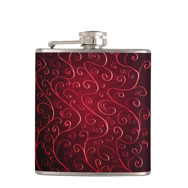 Elegant Red Swirl Pattern Flask (Front)