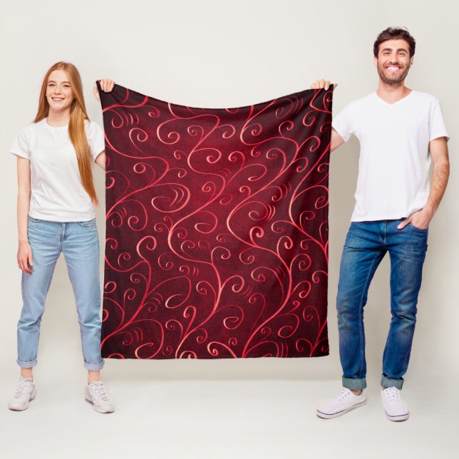 Elegant Red Swirl Pattern Fleece Blanket (In Situ)
