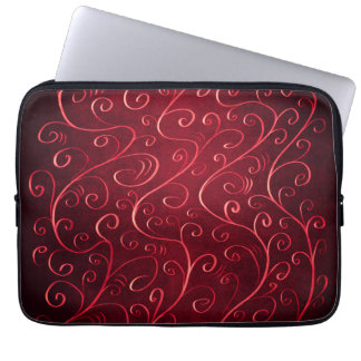 Elegant Red Swirl Pattern Laptop Sleeve
