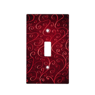 Elegant Red Swirl Pattern Light Switch Cover