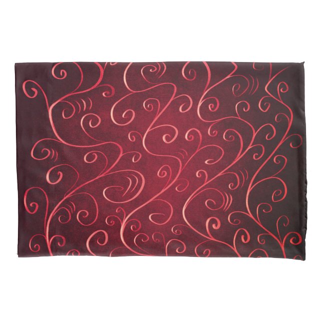 Elegant Red Swirl Pattern Pillow Case (Front)