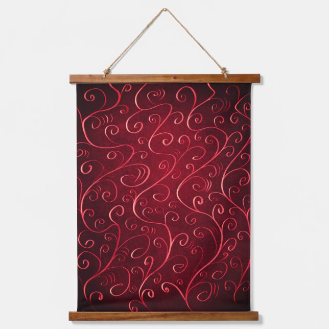 Elegant Red Swirl Pattern Tapestry (Front)
