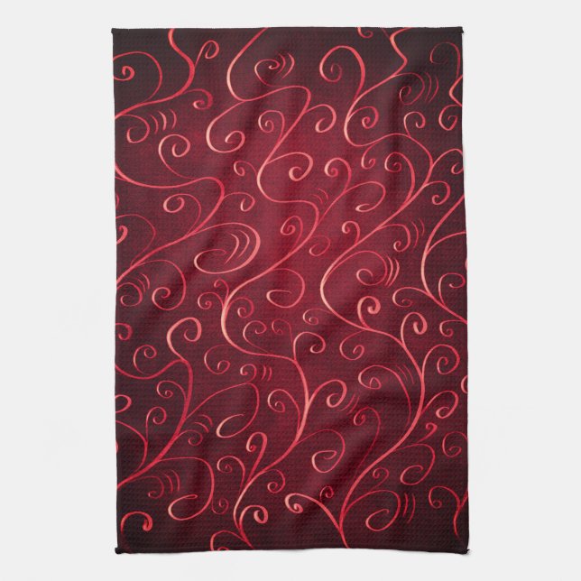 Elegant Red Swirl Pattern Towel (Vertical)