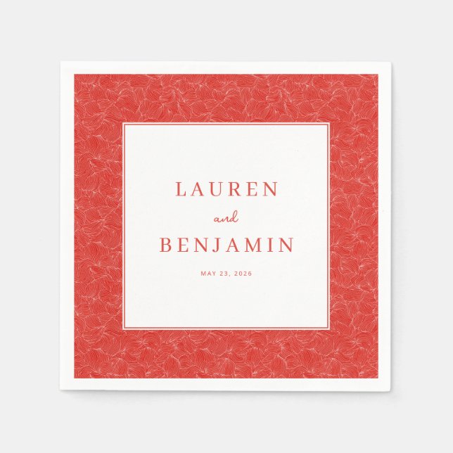 Elegant Red Swirls Napkins (Front)