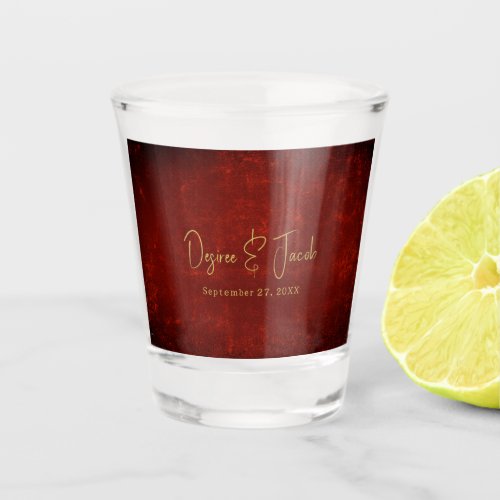 Elegant Red Texture Gold Country Rustic Christmas Shot Glass