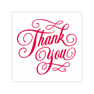 Elegant Red Thank You Script Self-inking Stamp