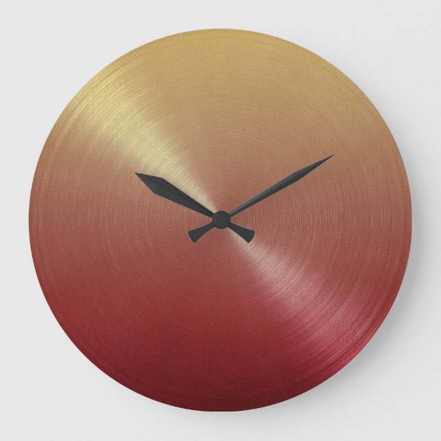 Elegant Red to Gold Ombre Gradient Large Clock (Front)